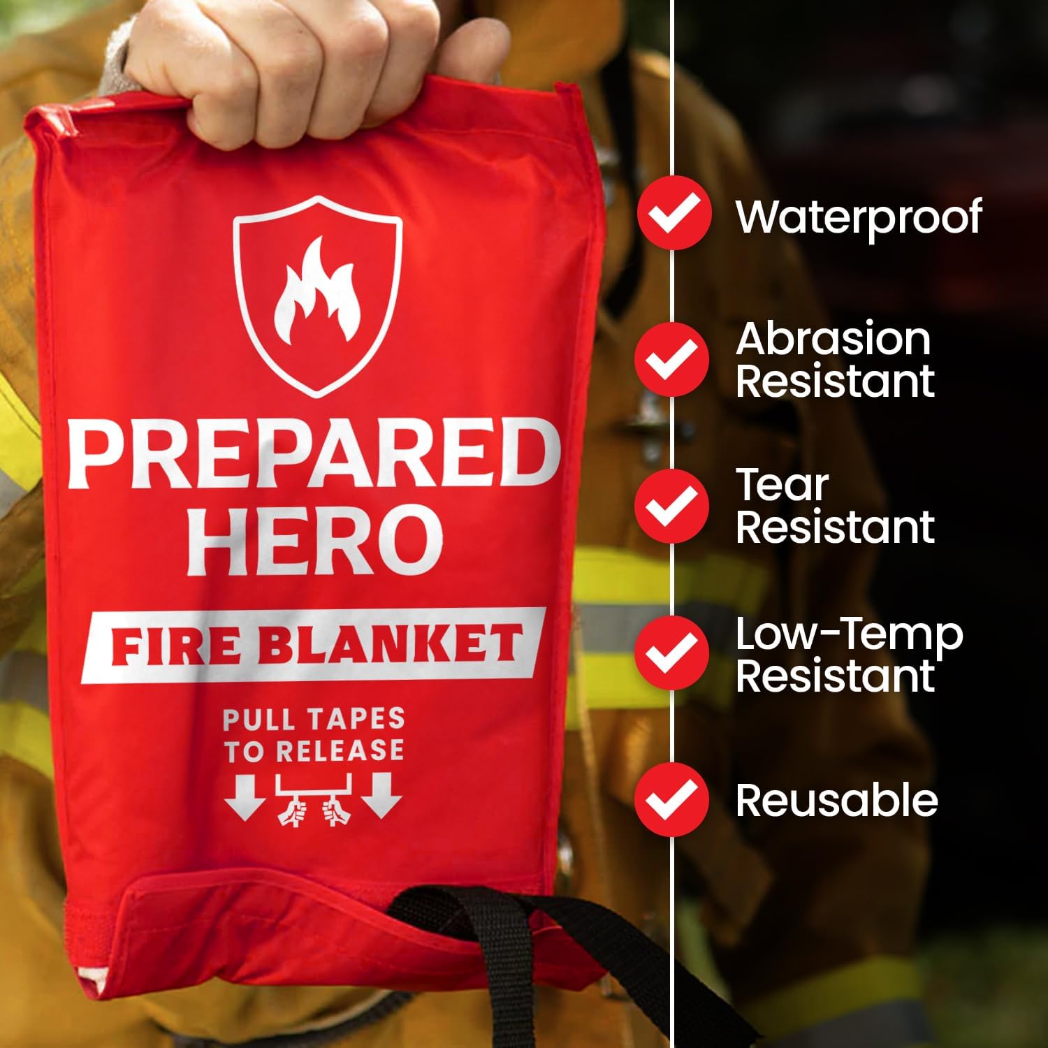 Prepared Hero Emergency Fire Blanket - 2 Pack - Fire Suppression for Kitchen, 40” x 40” Fiberglass Fire Blanket for Home - Image 3