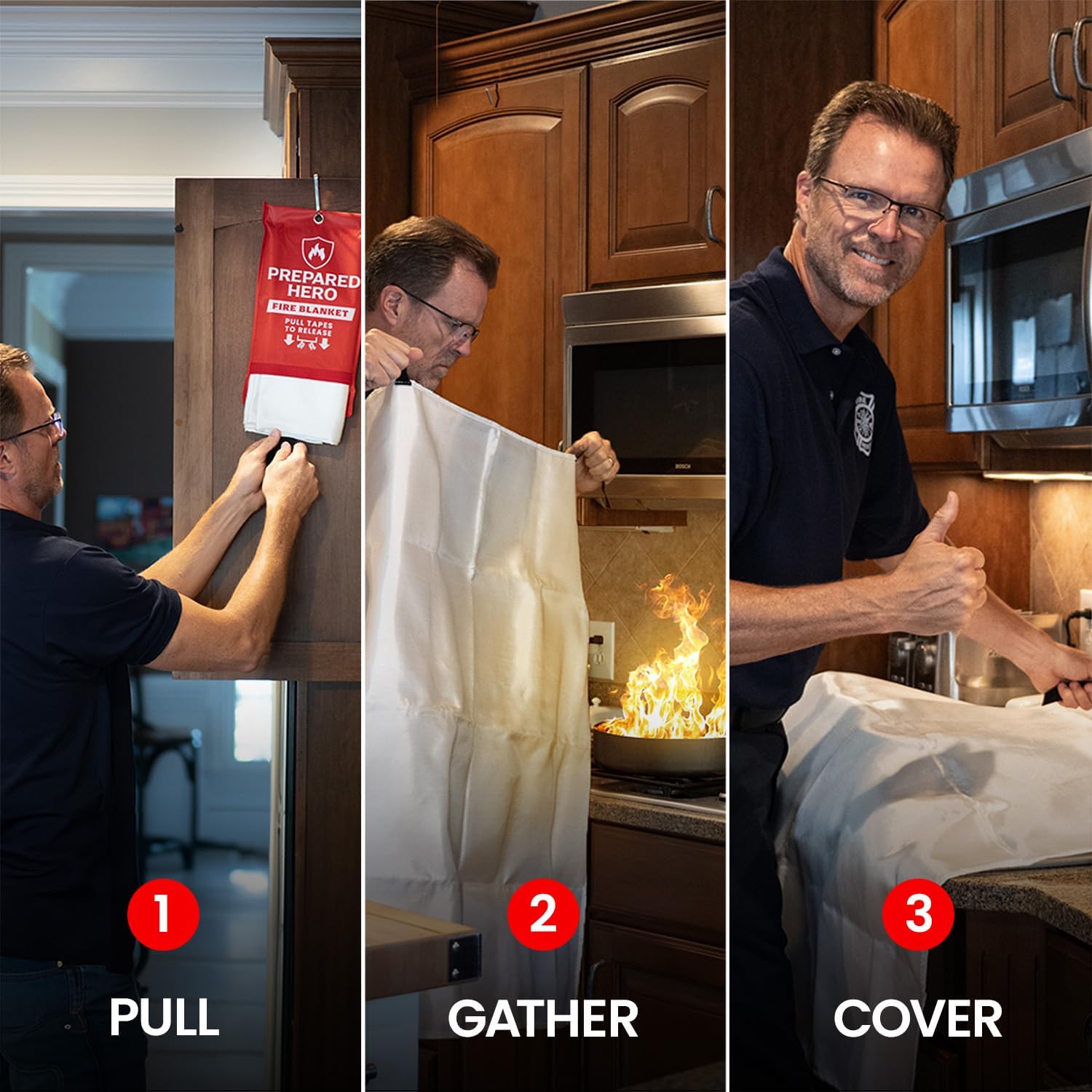 Prepared Hero Emergency Fire Blanket - 2 Pack - Fire Suppression for Kitchen, 40” x 40” Fiberglass Fire Blanket for Home - Image 5