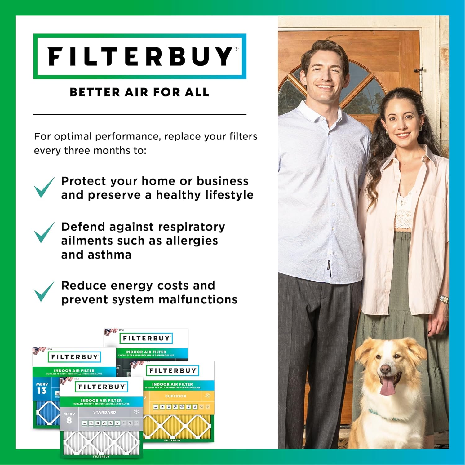 Filterbuy 20x20x1 Air Filter MERV 13 Optimal Smoke & Allergy Defense (4-Pack), Electrostatic Pleated HVAC AC Furnace Filters Replacement, Made in USA (Actual Size: 19.50 x 19.50 x 0.75) - Image 7