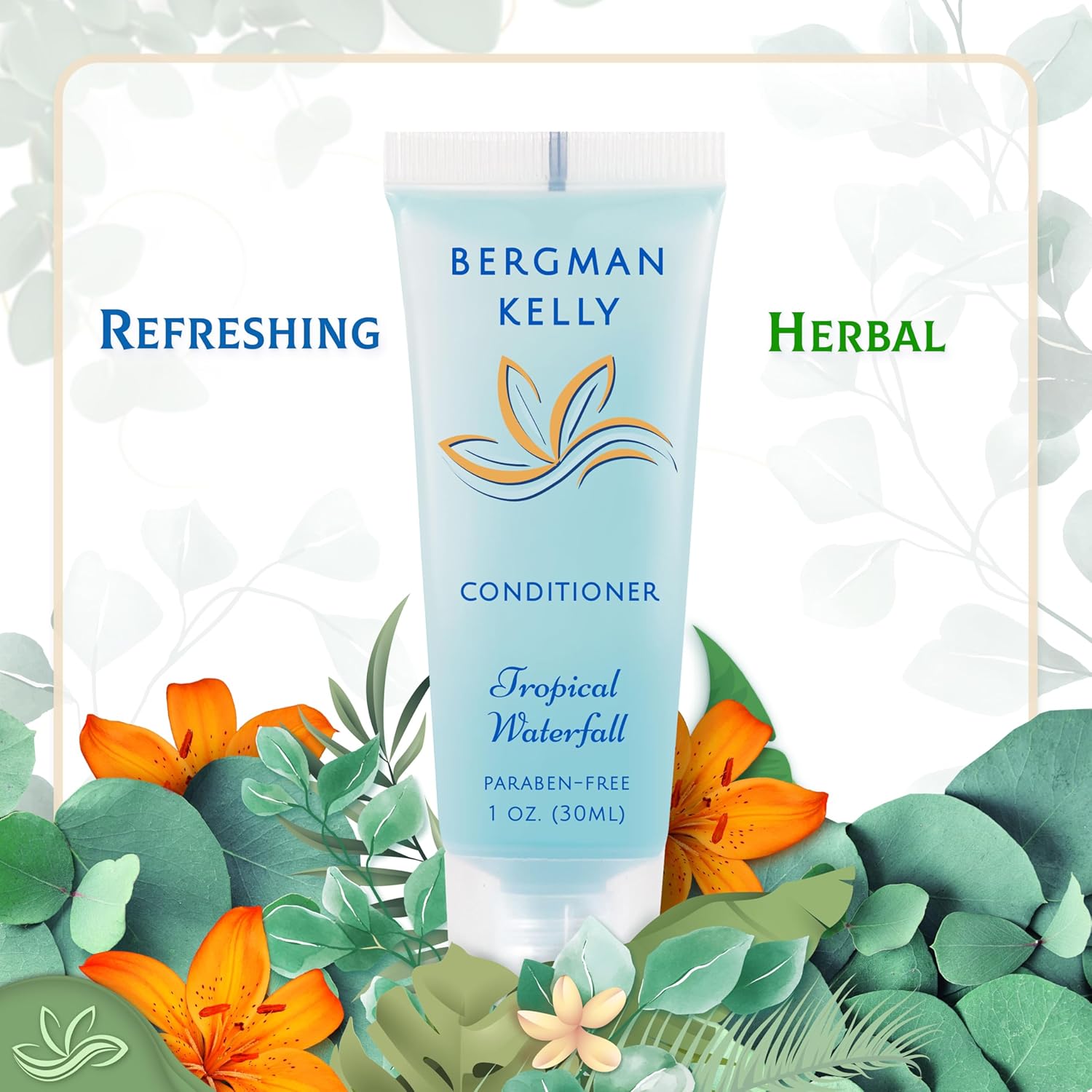 BERGMAN KELLY - Hotel Toiletries Bundle - Tropical Waterfall, 1 oz each, 125 Pieces - 5-Piece Set: 25 each Round Bar Soap, Shampoo, Conditioner, Body Lotion & Body Wash - Bulk Mini Guest Amenities - Image 4