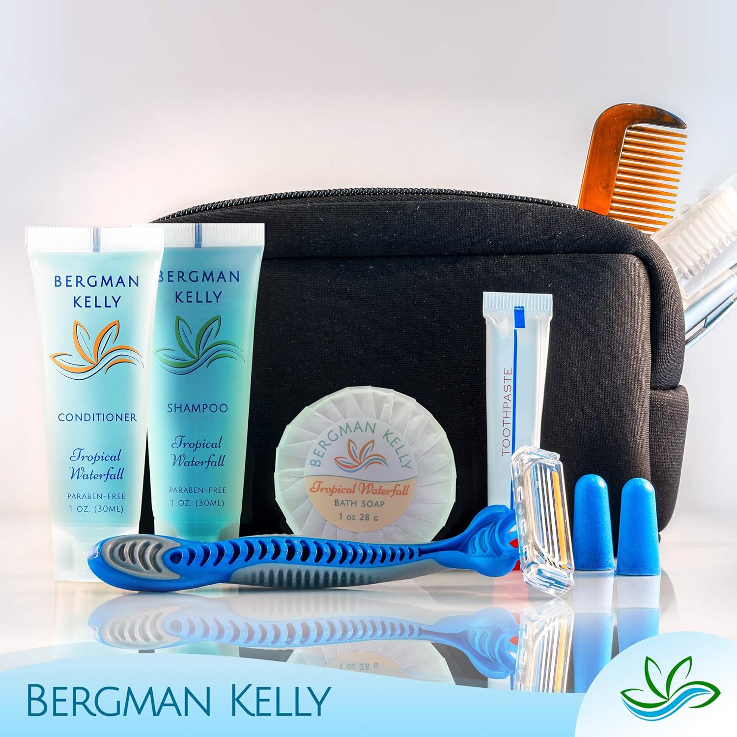 BERGMAN KELLY - Hotel Toiletries Bundle - Tropical Waterfall, 1 oz each, 125 Pieces - 5-Piece Set: 25 each Round Bar Soap, Shampoo, Conditioner, Body Lotion & Body Wash - Bulk Mini Guest Amenities - Image 5