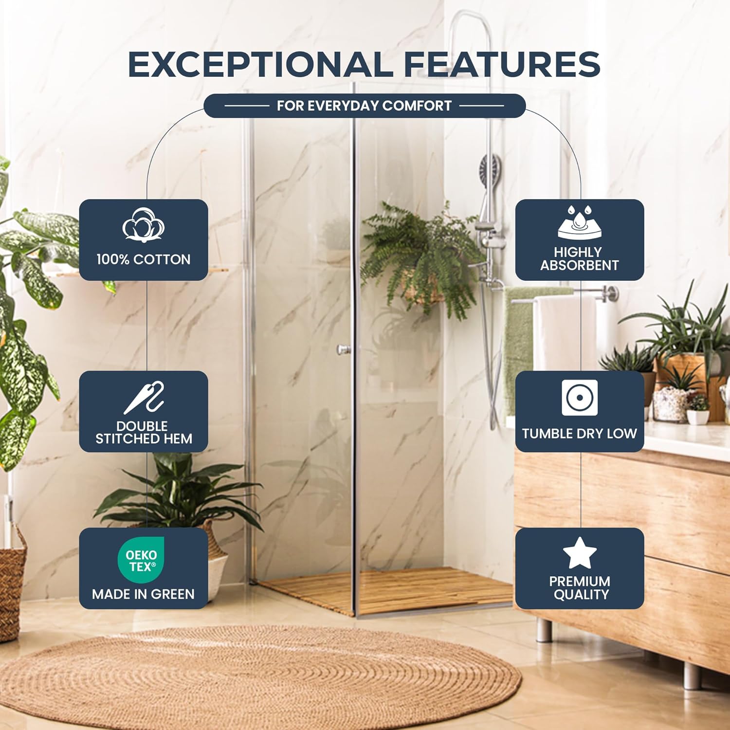 Utopia Towels 6 Pack Medium Bath Towel Set, 24 by 48 Inches, 500 GSM 100% Ring Spun Cotton, Lightweight and Highly Absorbent Quick Drying Premium Towels for Hotel, Spa and Bathroom, White - Image 3