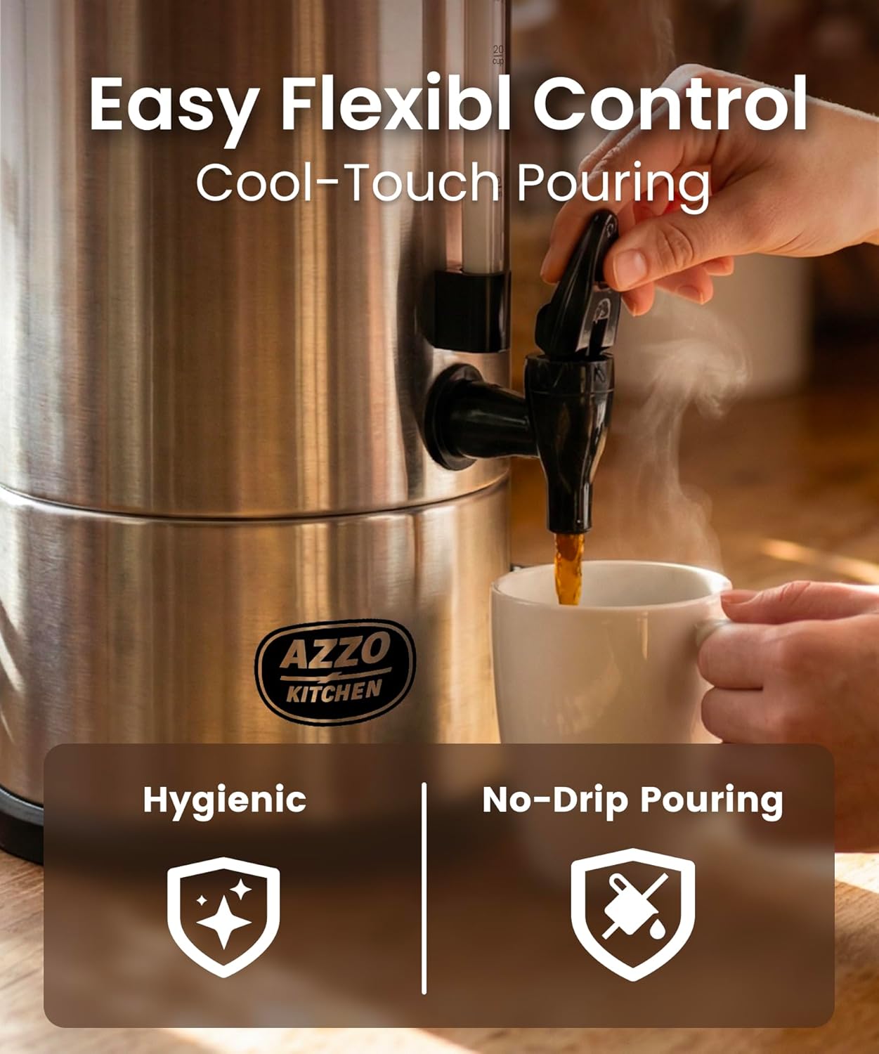 Commercial Coffee Maker 50-Cup Large Coffee Urn with Percolator Coffee Pot Electric 8L Stainless Steel Fast Brew Hot Water Dispenser for Tea Catering Events Home Office Easy Cleaning - Image 8