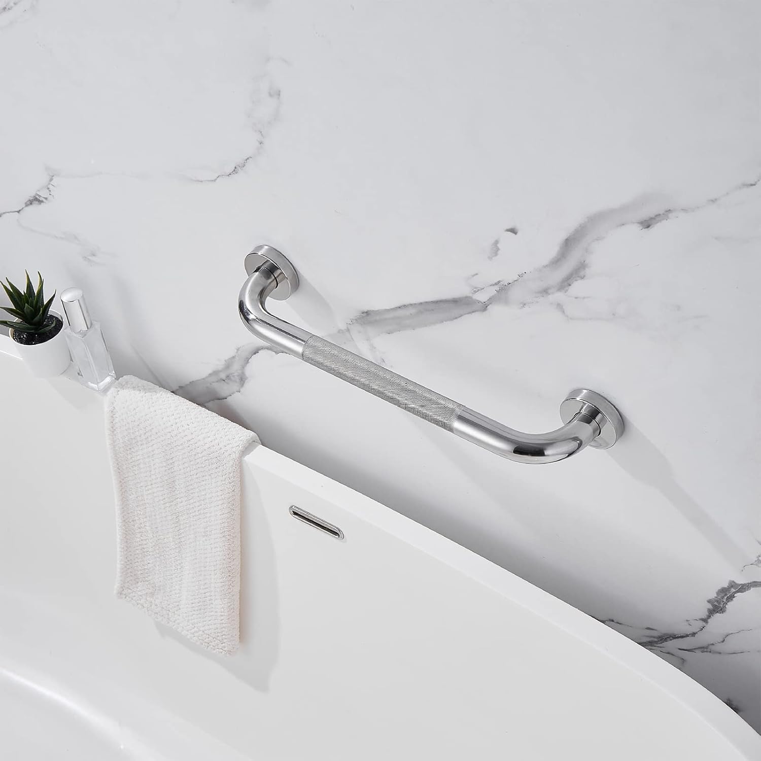Shower Grab Bar, 2 Pack 24 Inch Bathroom Grab Bar, 304 Stainless Steel 1.25" Diameter Anti-Slip Handicap Grab Bar Support Shower Rail Senior Handrail Shower Safety Bar Handle - Image 7