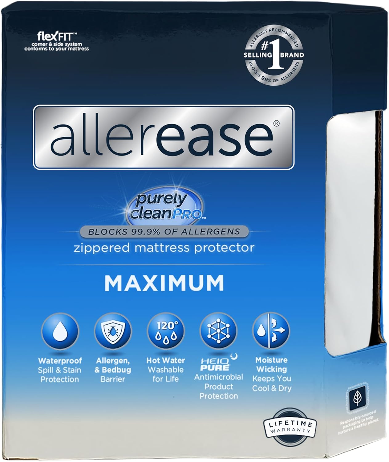 AllerEase Waterproof Mattress Protector, Maximum Allergy Mattress Protector, Twin Mattress Cover