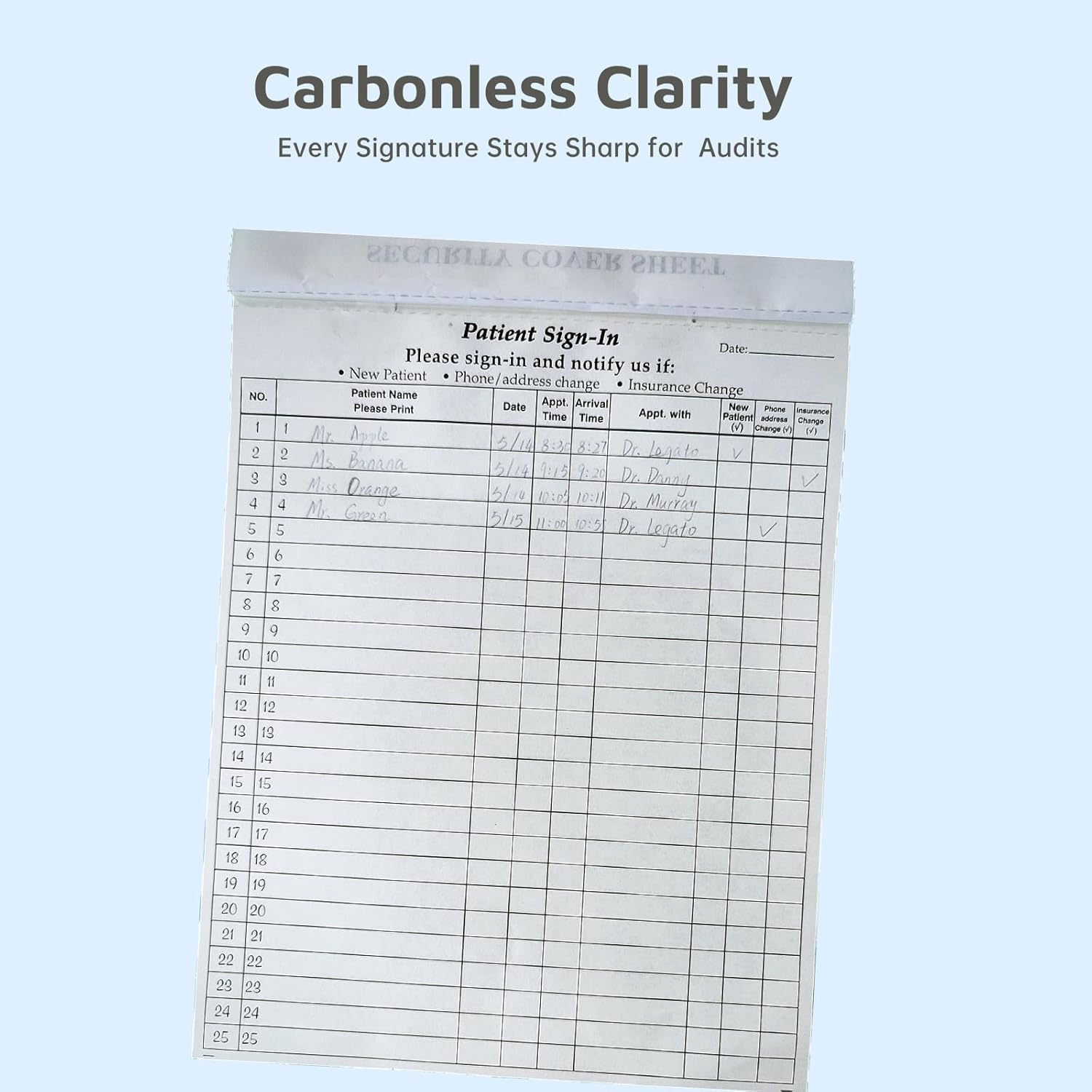 Patient Sign in Sheets, HIPAA Compliant, Carbonless 3-Part Medical Forms with Peel-Off Labels & Date Column,Simplify Check in for Clinics, Doctor Office, Blue (30-Pack) - Image 4
