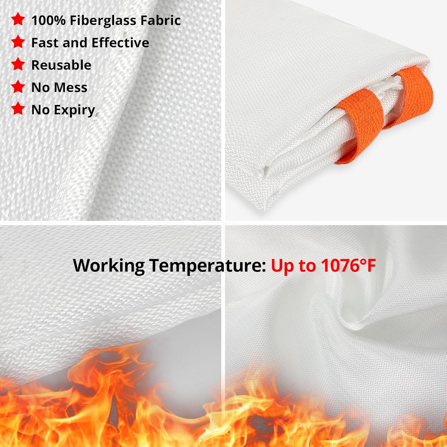 SecuCaptain Emergency Fire Blanket for Home and Kitchen - 4 Pack 40"x40" Flame Suppression Fiberglass Fire Blankets for House Camping Car Office Warehouse Survival Safety - Image 5