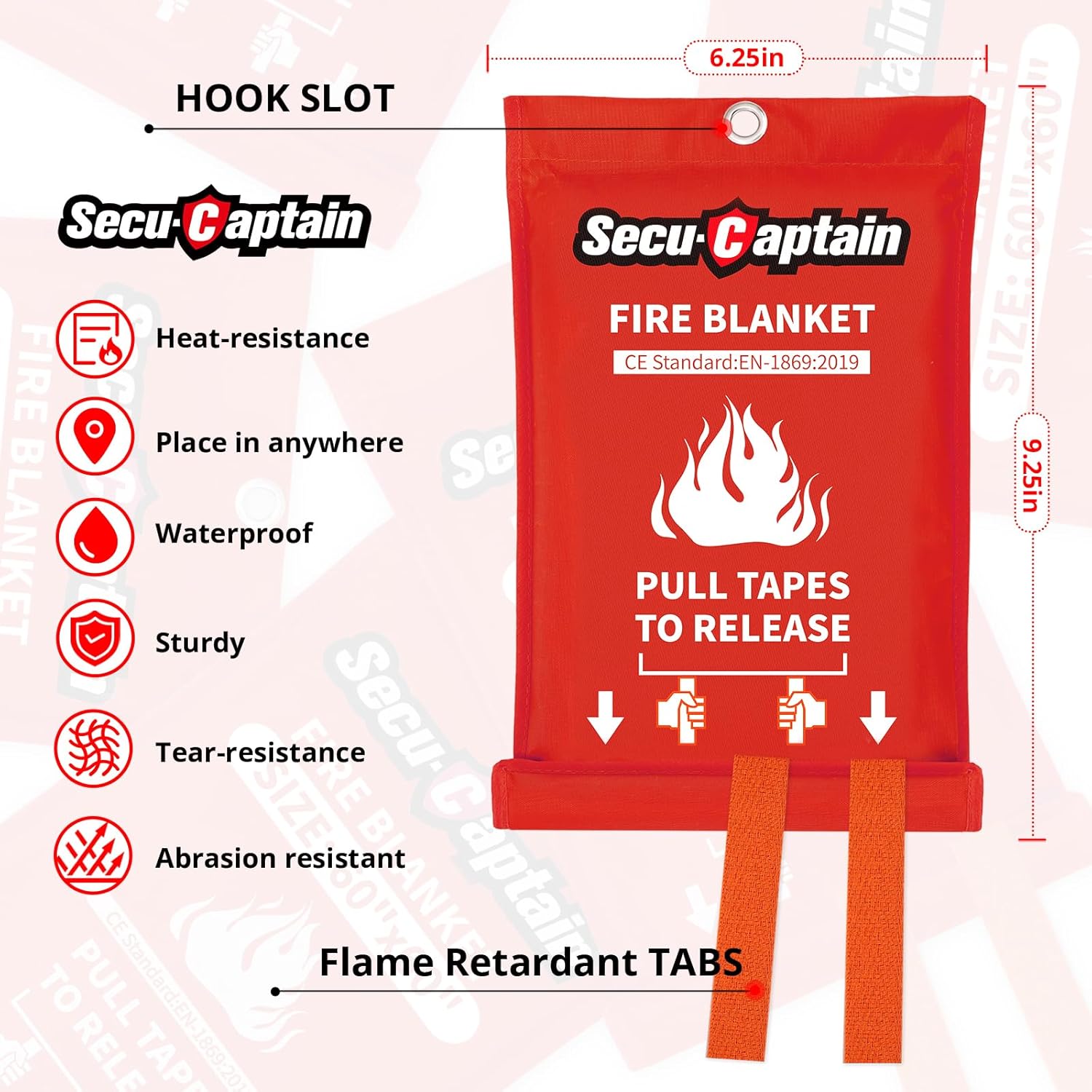 SecuCaptain Emergency Fire Blanket for Home and Kitchen - 4 Pack 40"x40" Flame Suppression Fiberglass Fire Blankets for House Camping Car Office Warehouse Survival Safety - Image 6
