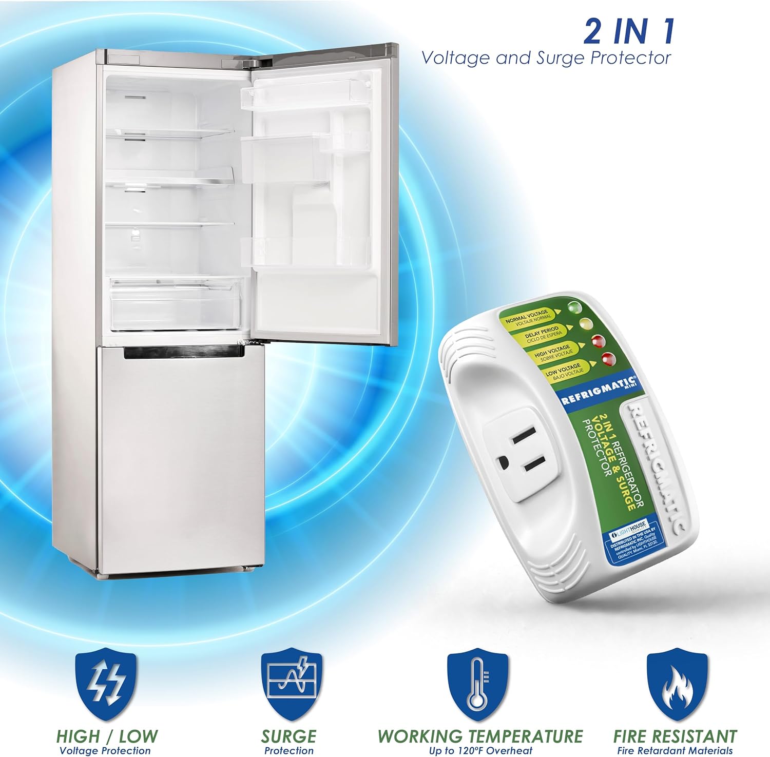 WS-36300 Electronic Voltage & Surge Protector for Refrigerators Up to 27 cu. ft. Protect Your Refrigerator Against High and Low Voltage, Brownouts and Spikes. - Image 5