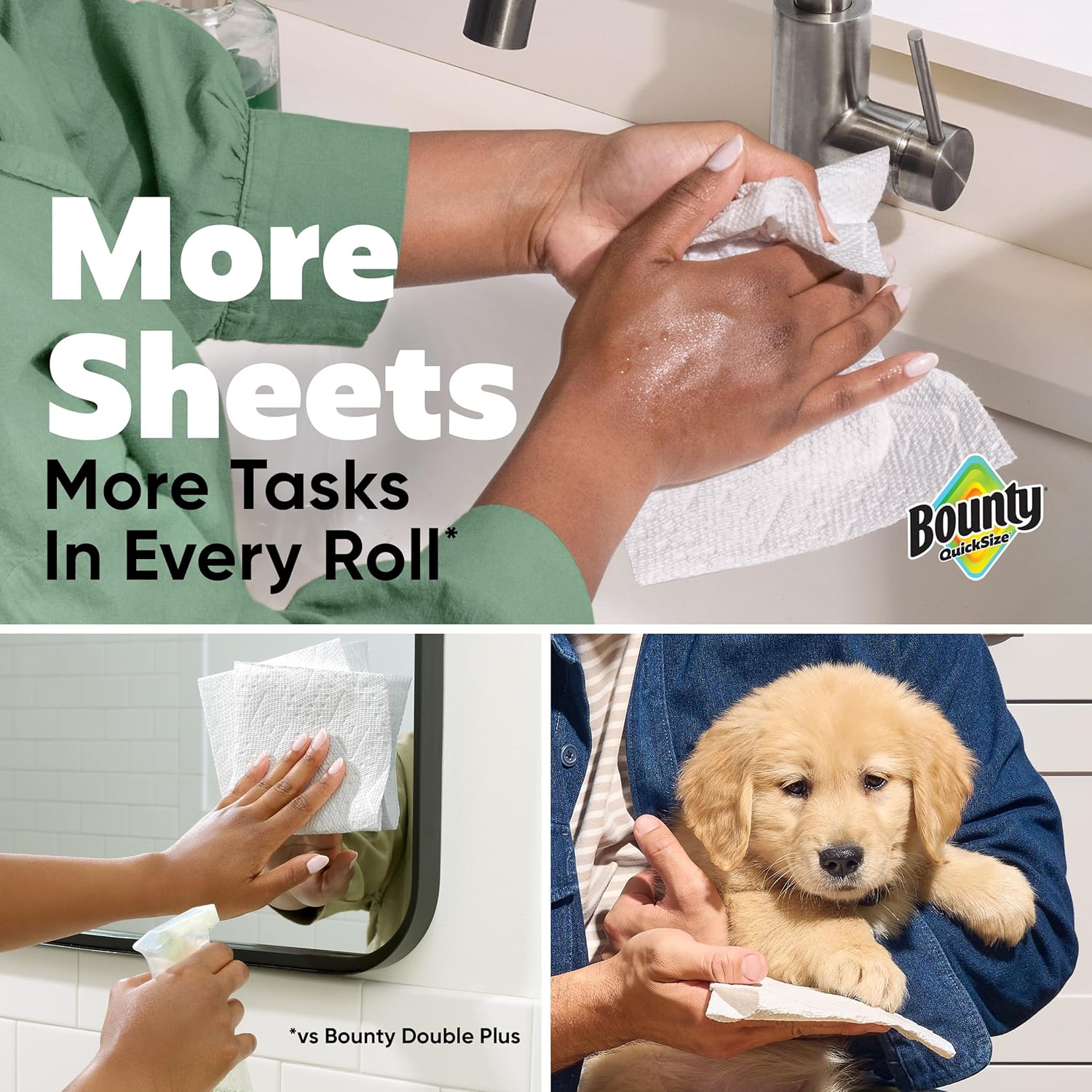 Bounty Quick-Size Paper Towels, White, 12 Family Triple = 40 Regular Rolls - Image 3