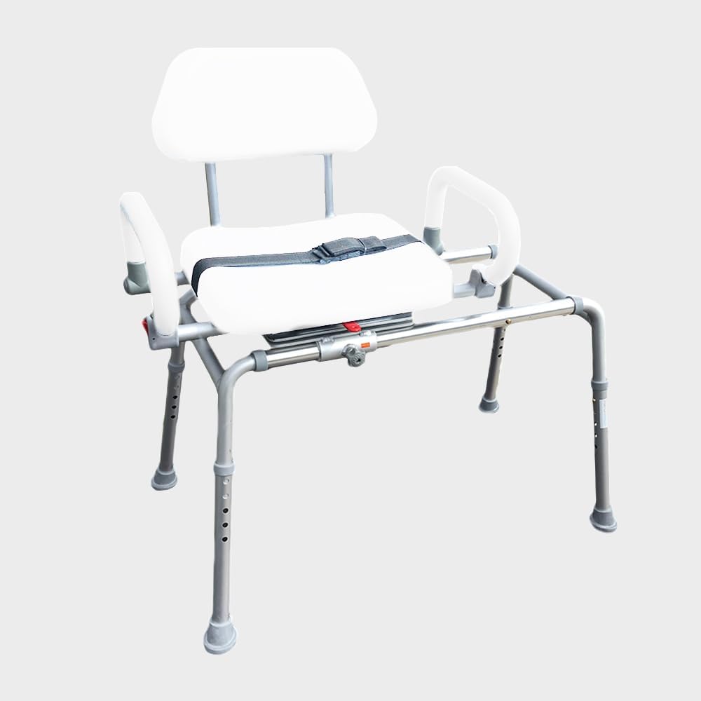 Platinum Health Carousel Sliding Shower Chair Transfer Bench with Swivel Seat (White) - Image 4