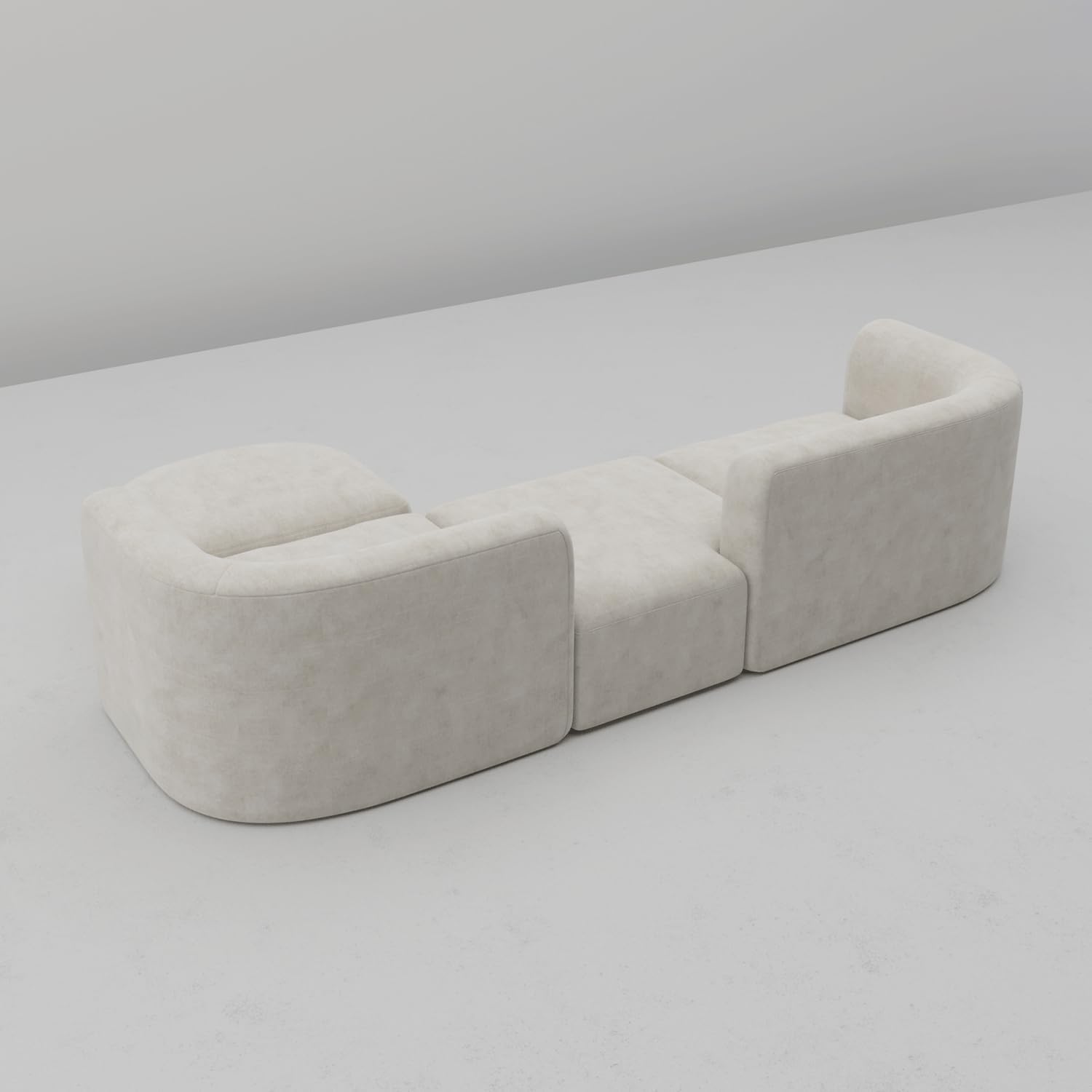 Acanva Luxury Modern Tight Curved Back Velvet Sofa, Minimalist Style Comfy Couch for Living Room Apartment, 4 Seater Modular Sectional, Cream - Image 7
