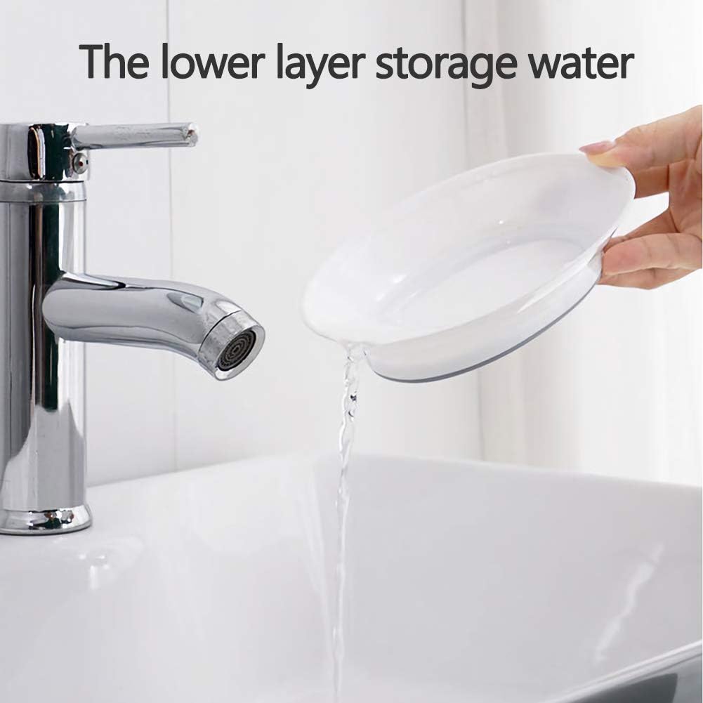 WYOK 2-Pack Soap Dish with Drain Plastic Sponge Holder Easy Cleaning Soap Saver Tray Caddy Keep Dry Stop Mushy for Shower Bathroom Kitchen(White) - Image 4