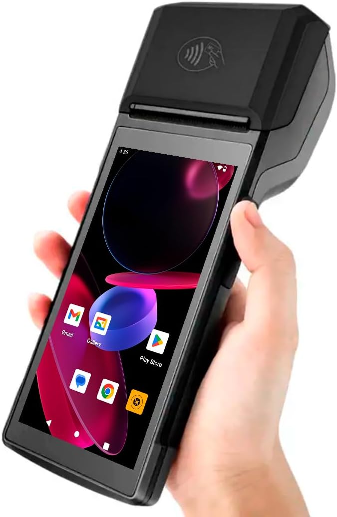 POS Android 14 Receipt Printer Android 14 and 58mm High Speed Thermal Printer 5.5’ Touch Screen. Handheld Point of Sale with NFC + Professional Barcode Scanner. 4G Network, 3GB Ram+32GB ROM