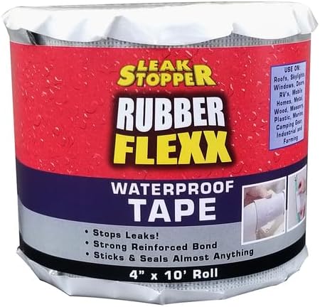 Leak Stopper Rubber Flexx Waterproof Tape |4 in x 10 ft| Repair Material to Seal and Fix Leaks, Roofs, Gutters, Windows & More! | Incredible Adhesion w/Durability and Toughness | 1 Pack White - Image 2