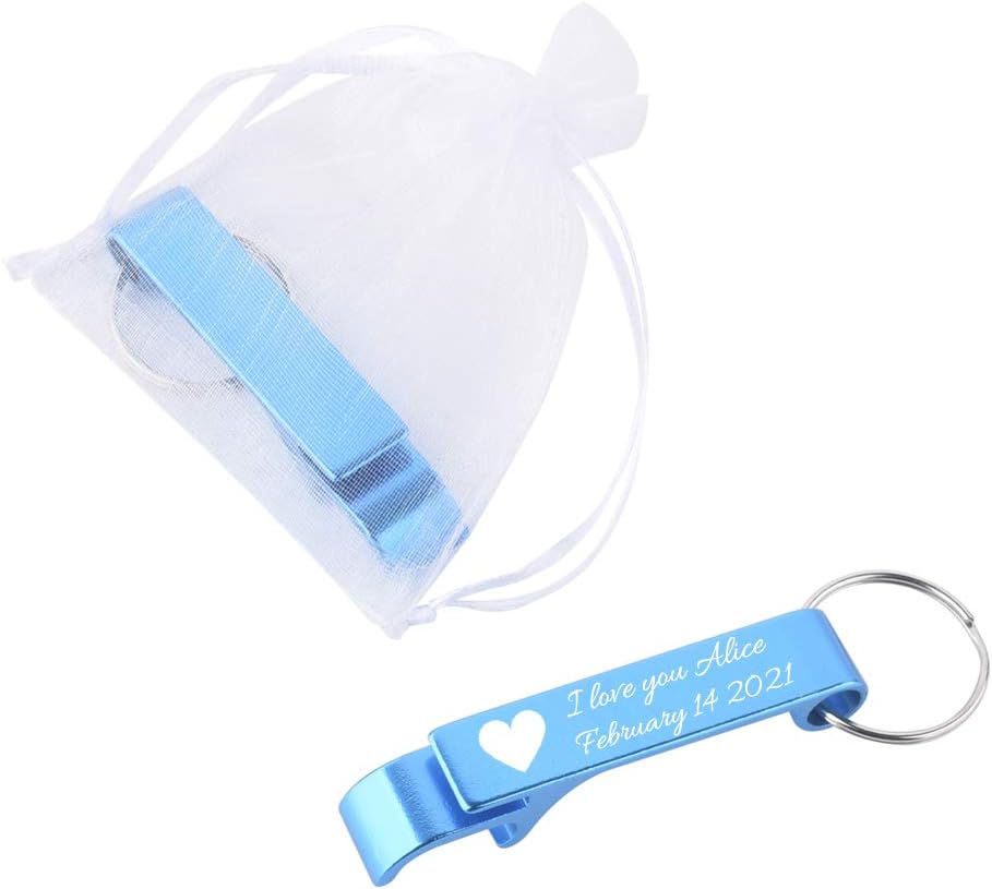 100pcs Personalized Wedding Favors Bottle Opener Custom Aluminum Bottle Opener With Organza Bags, Engraved Any Text/Logo Wedding Favors, Brewery, Bar, Anniversaries, Party, Guests, 2021 Christmas - Image 3