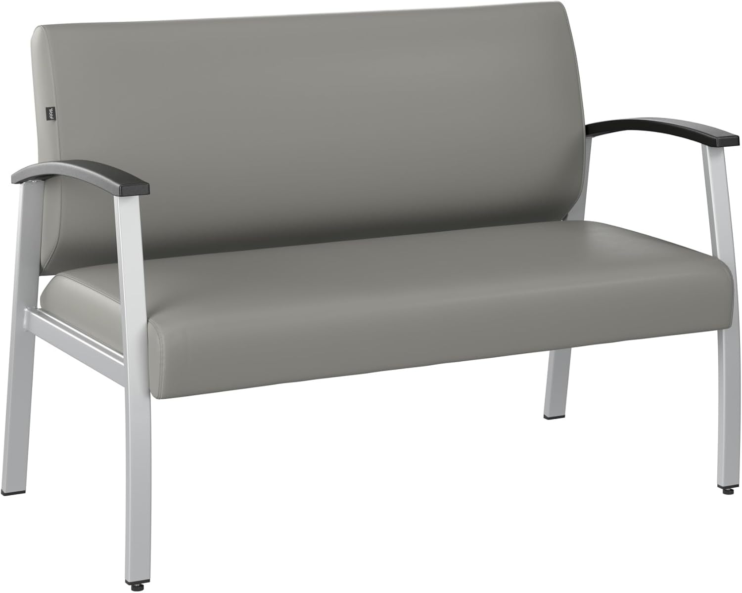 Bush Business Furniture Arrive Waiting Room Loveseat with Arms in Light Gray Vinyl, Reception Area Seating for Office and Lobby
