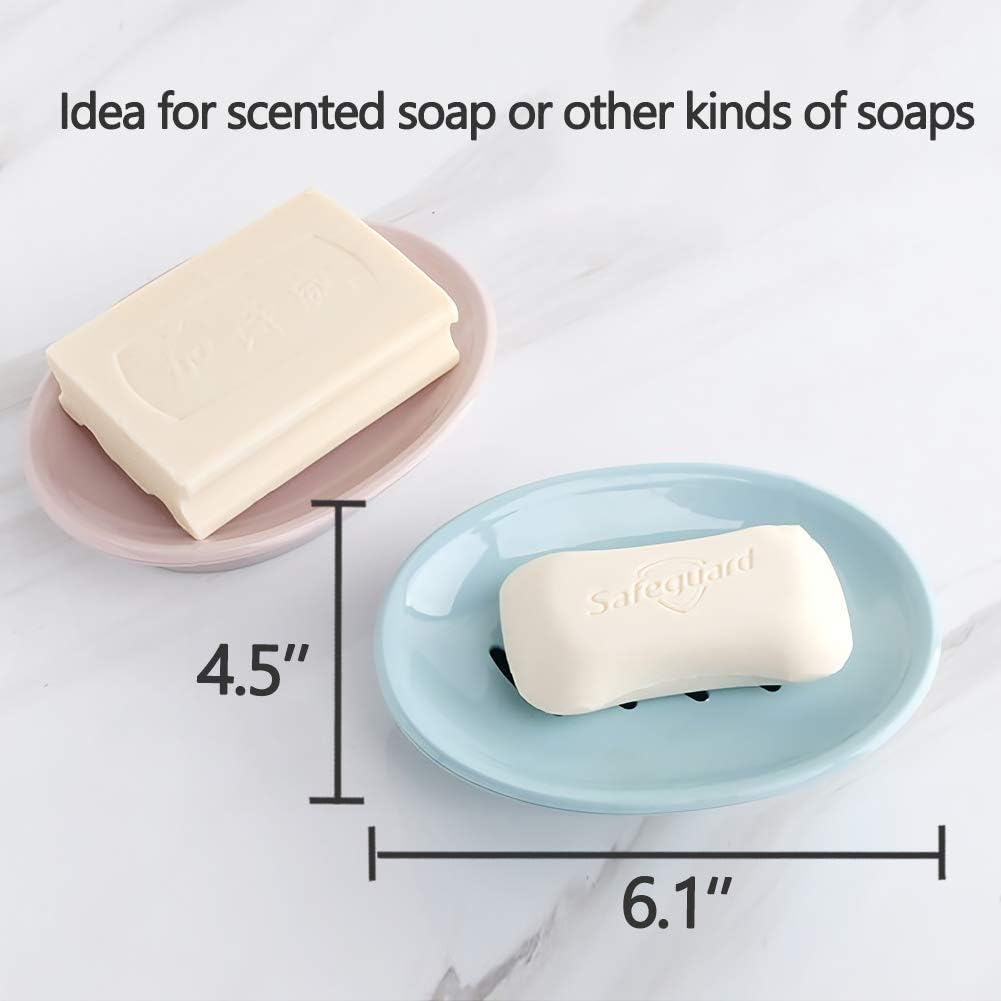 WYOK 2-Pack Soap Dish with Drain Plastic Sponge Holder Easy Cleaning Soap Saver Tray Caddy Keep Dry Stop Mushy for Shower Bathroom Kitchen(White) - Image 6
