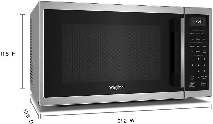 Whirlpool WMCS5522RS Countertop Microwave 1.0 Cu. Ft, All-in-One Multifunctional, Air Fry, Bake, Grill, Roast, 900 Watt Microwave, Stainless Steel - Image 6