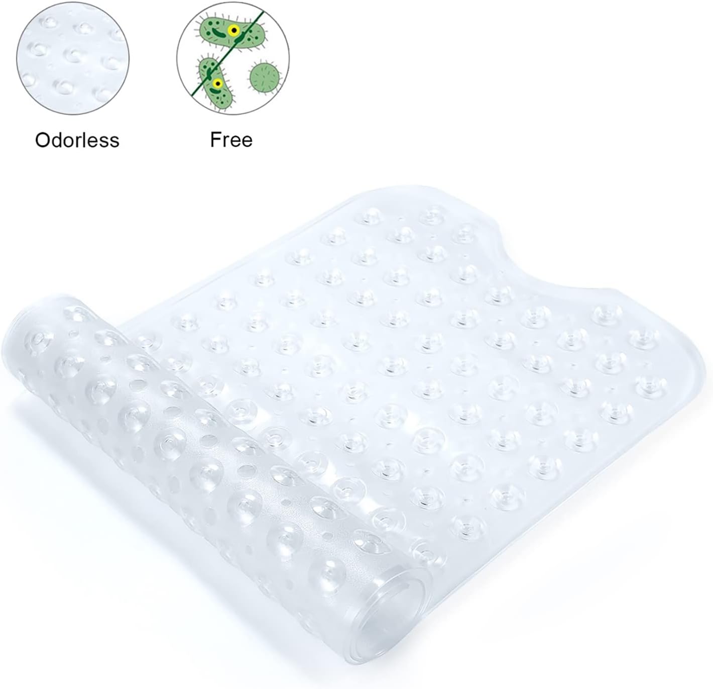 YINENN Bath and Shower Safety Mats 40x16 inch, Non Slip with Suction Cups for Bathroom Stall and Tub Floor, Extra Large and Machine Washable, Drain Holes Keep Bathtub Clean, Clear - Image 3