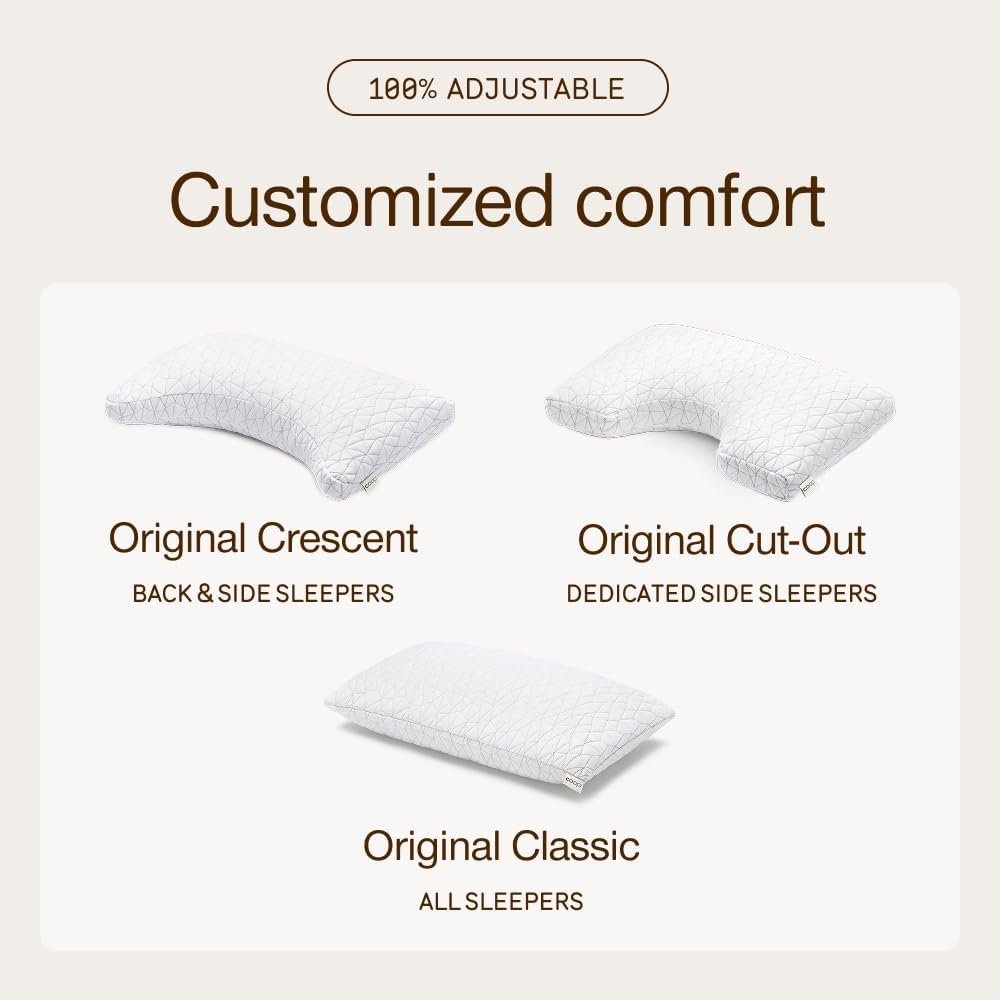 Coop Home Goods Original Cut-Out Adjustable Pillow, Queen Size Bed Pillows for Neck & Head Support, 18 x 28 “ Memory Foam Pillows - Medium Firm for Side Sleeper, CertiPUR-US/GREENGUARD Gold - Image 9
