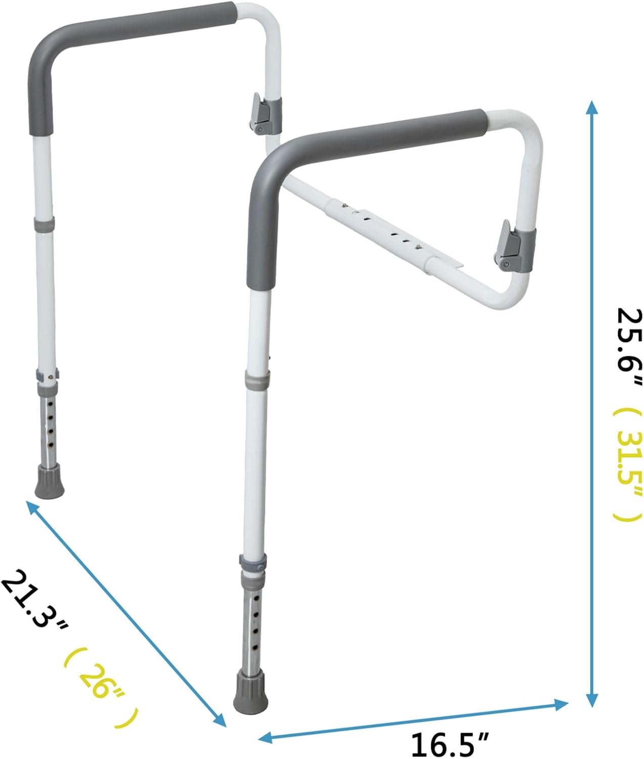 Toilet Safety Rails for Elderly Adults - Adjustable Bathroom Toilet Safety Frame with Handles - Stand Alone Toilet Grab Bar for Senior, Handicap & Disabled,Fits Most Toilets, White, TRX-8002 - Image 3