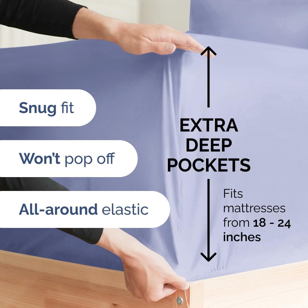 Extra Deep King Sheet Set - 6 Piece Breathable and Cooling Sheets - Hotel Luxury Bedding for Women, Men, Kids & Teens - Easy & Secure Fit - Soft, Wrinkle Free and Comfy - Extra Deep Pockets - Lavender - Image 3