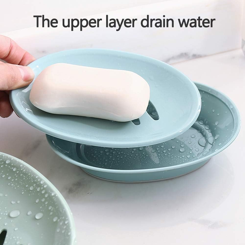 WYOK 2-Pack Soap Dish with Drain Plastic Sponge Holder Easy Cleaning Soap Saver Tray Caddy Keep Dry Stop Mushy for Shower Bathroom Kitchen(White) - Image 3
