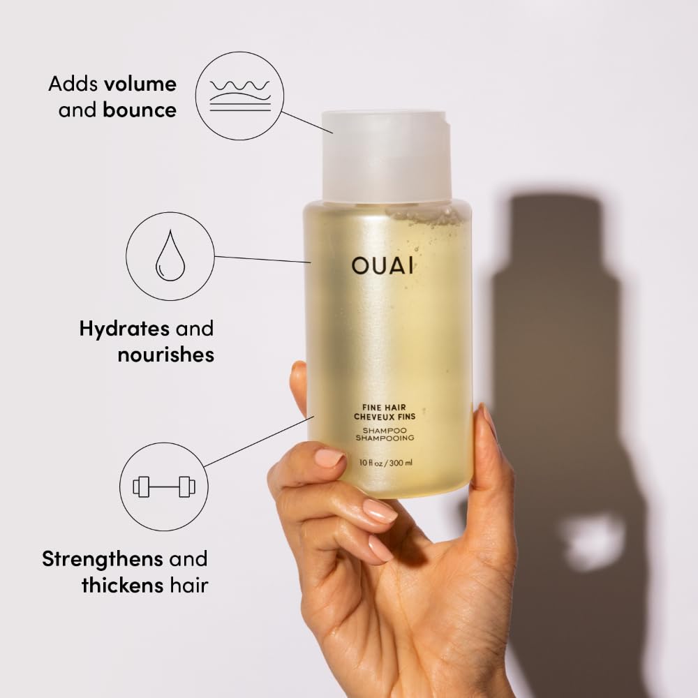 OUAI Fine Hair Shampoo & Conditioner Set, Travel Size - Volumizing Shampoo & Conditioner - With Strengthening Keratin, Biotin & Chia Seed Oil - Sulfate, Paraben & Phthalate Free (3 Oz) - Image 2