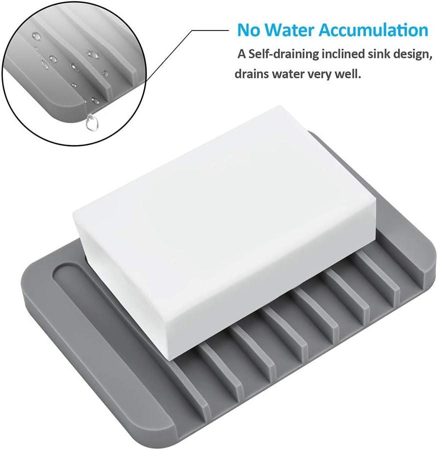 Mcyye Self Draining Soap Dishes, Premium Silicone Soap Holder & Saver for Shower, Bathroom, Kitchen, Bath Tub, Razor, Sponges, Drains Water Very Well, Can Extend Soap Life, Easy Clean - Image 5