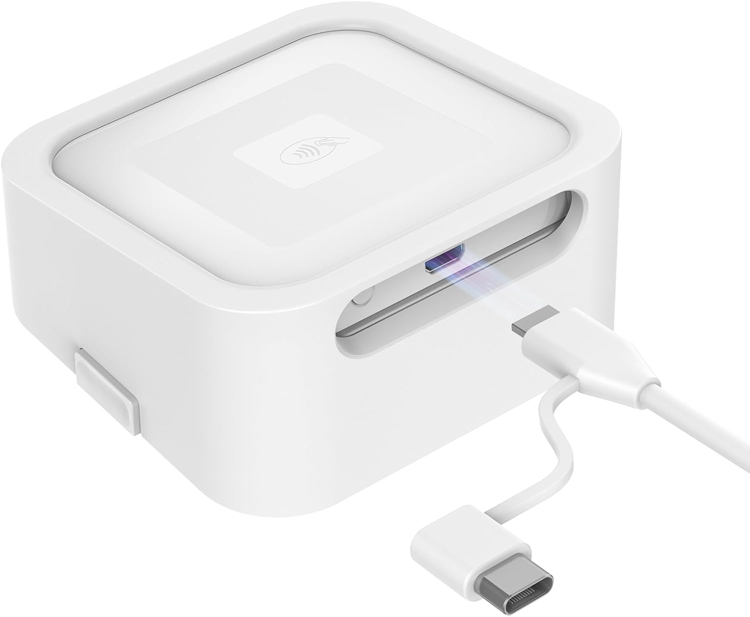 Credit Card Dock for Square Reader 1st and 2nd,Beautiful and Compact Case for Square Reader, Support Anti-Sleep Button, One Click to Turn On(Cable and Wall Charger Included, No Reader) White - Image 3