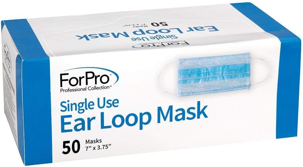 ForPro Professional Collection Single Use Ear Loop Mask, 3-Ply Disposable Non-Woven Face Mask, Latex-Free, Fiberglass-Free, Protects Against Pollen, Dust, 50-Count - Image 2