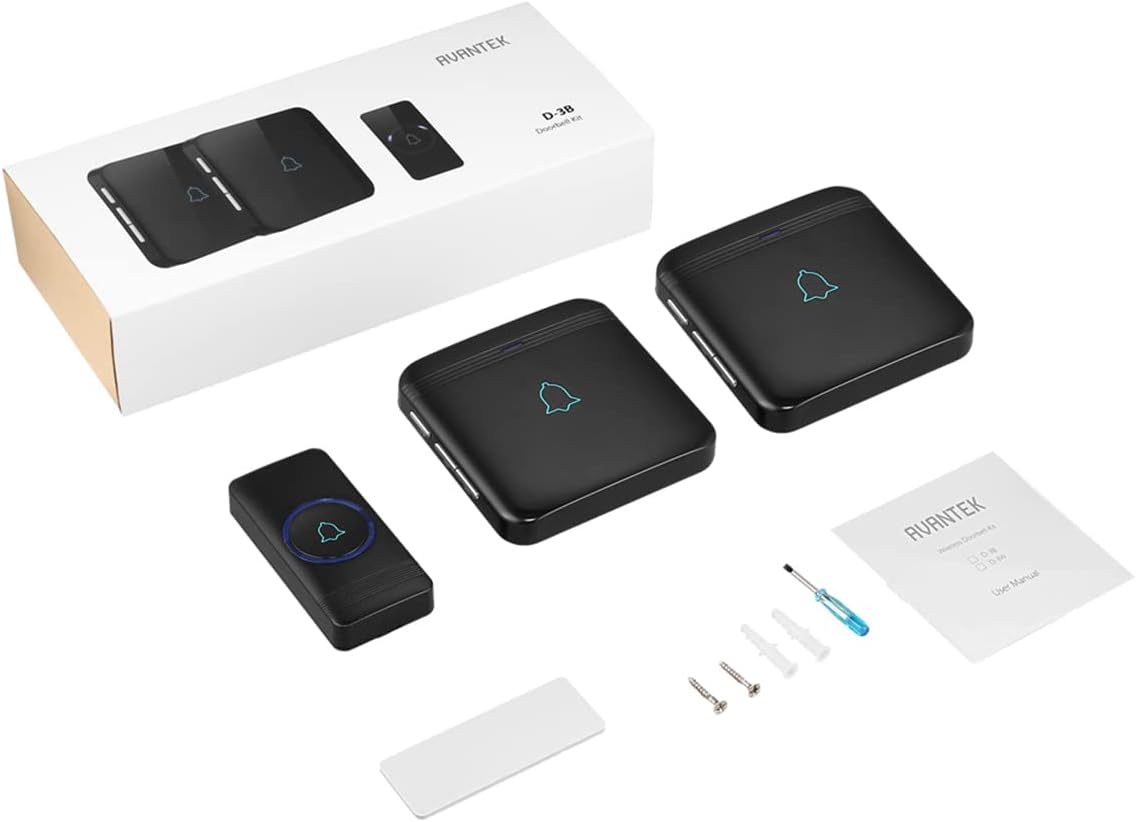 AVANTEK Wireless Doorbell, D-3B Waterproof Door Chime Kit Operating at over 1300 Feet with 2 Plug-In Receivers, 52 Melodies, CD Quality Sound and LED Flash - Image 7