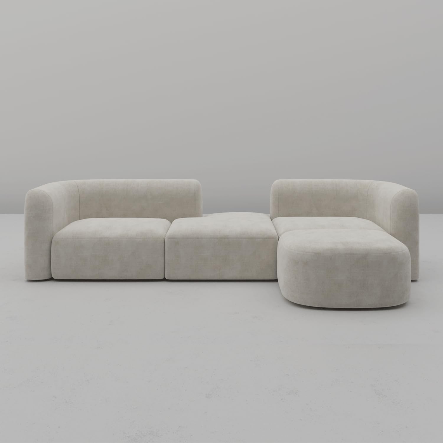 Acanva Luxury Modern Tight Curved Back Velvet Sofa, Minimalist Style Comfy Couch for Living Room Apartment, 4 Seater Modular Sectional, Cream - Image 6