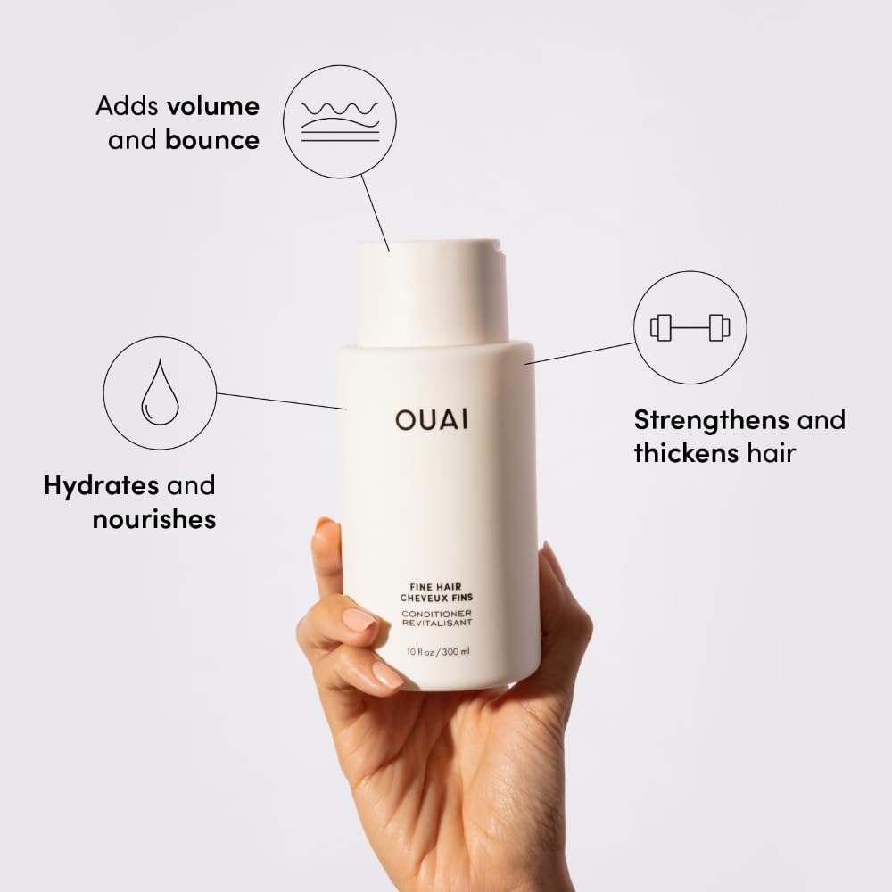 OUAI Fine Hair Shampoo & Conditioner Set, Travel Size - Volumizing Shampoo & Conditioner - With Strengthening Keratin, Biotin & Chia Seed Oil - Sulfate, Paraben & Phthalate Free (3 Oz) - Image 4