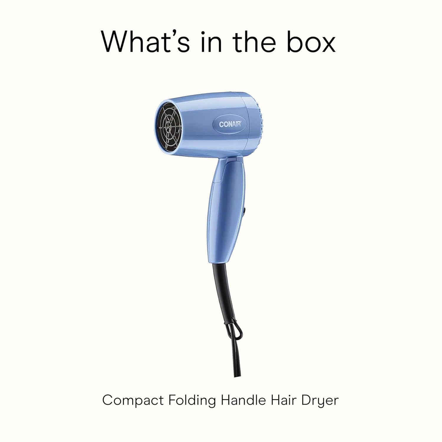 Conair Travel Hair Dryer with Dual Voltage, 1600W Compact Blow Dryer with Folding Handle, Blue - Image 8