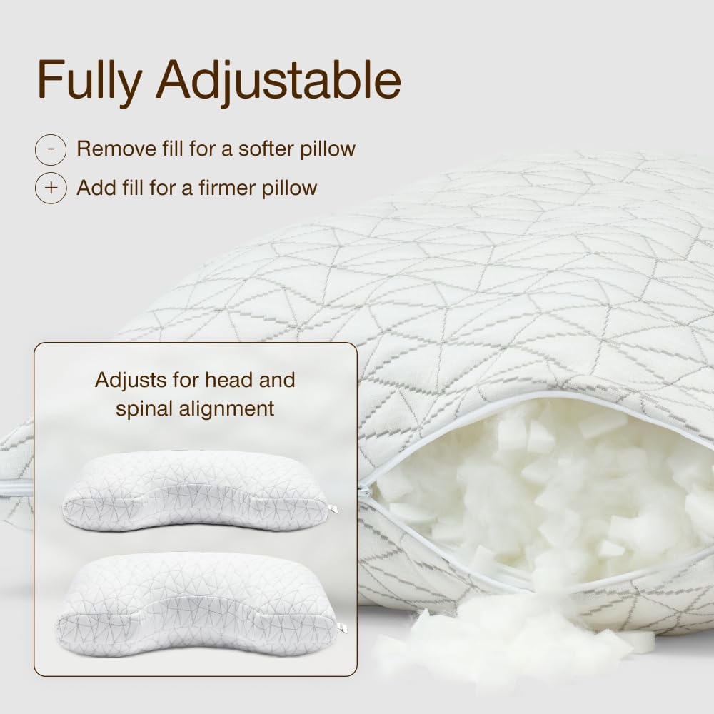 Coop Home Goods Original Cut-Out Adjustable Pillow, Queen Size Bed Pillows for Neck & Head Support, 18 x 28 “ Memory Foam Pillows - Medium Firm for Side Sleeper, CertiPUR-US/GREENGUARD Gold - Image 2