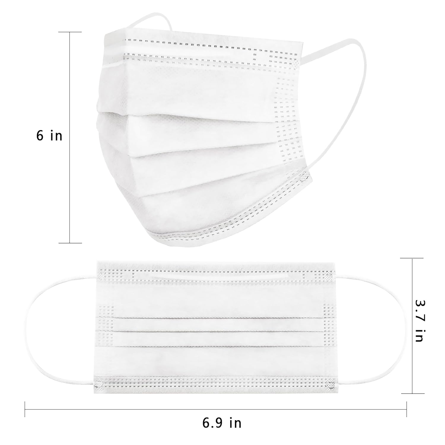 Borje White Disposable Face Masks 100 Pcs White Face Mask 3 Ply Protection Masks - Image 4