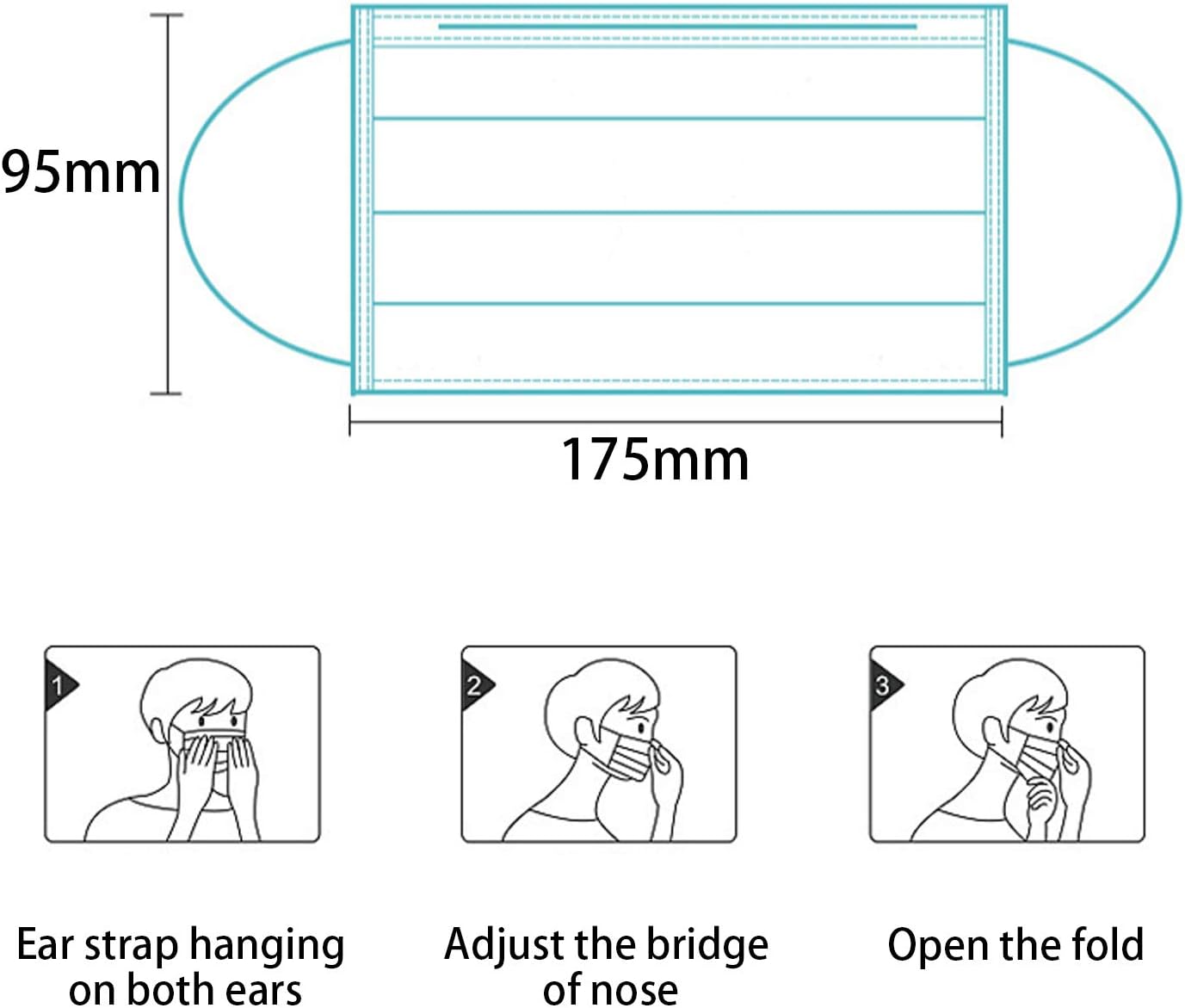 Disposable Face Mask 50 Pack Individually Packaged Wrapped Protection For Adults 3-layer Filter Safety Face Masks - Image 7