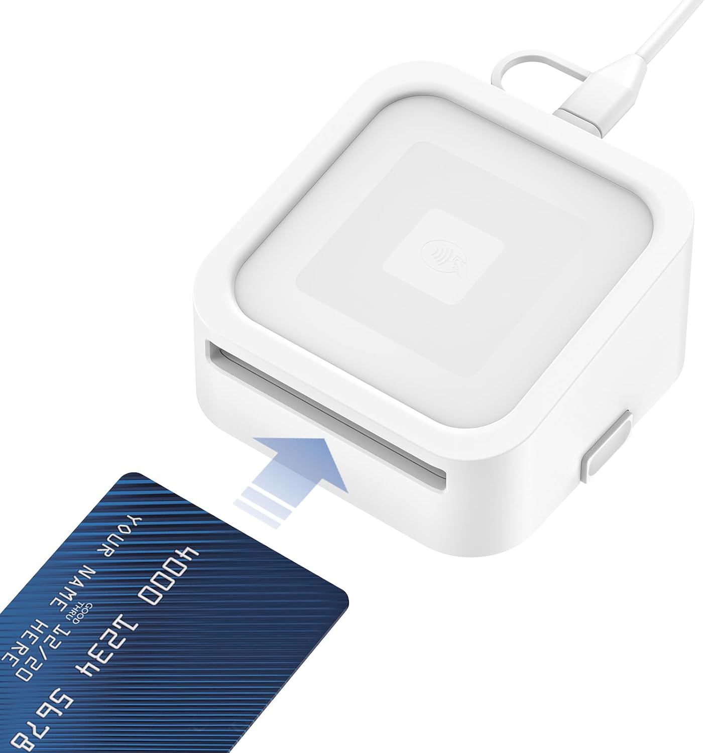 Credit Card Dock for Square Reader 1st and 2nd,Beautiful and Compact Case for Square Reader, Support Anti-Sleep Button, One Click to Turn On(Cable and Wall Charger Included, No Reader) White - Image 6