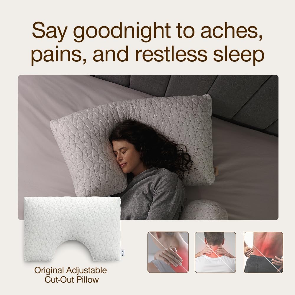 Coop Home Goods Original Cut-Out Adjustable Pillow, Queen Size Bed Pillows for Neck & Head Support, 18 x 28 “ Memory Foam Pillows - Medium Firm for Side Sleeper, CertiPUR-US/GREENGUARD Gold - Image 3