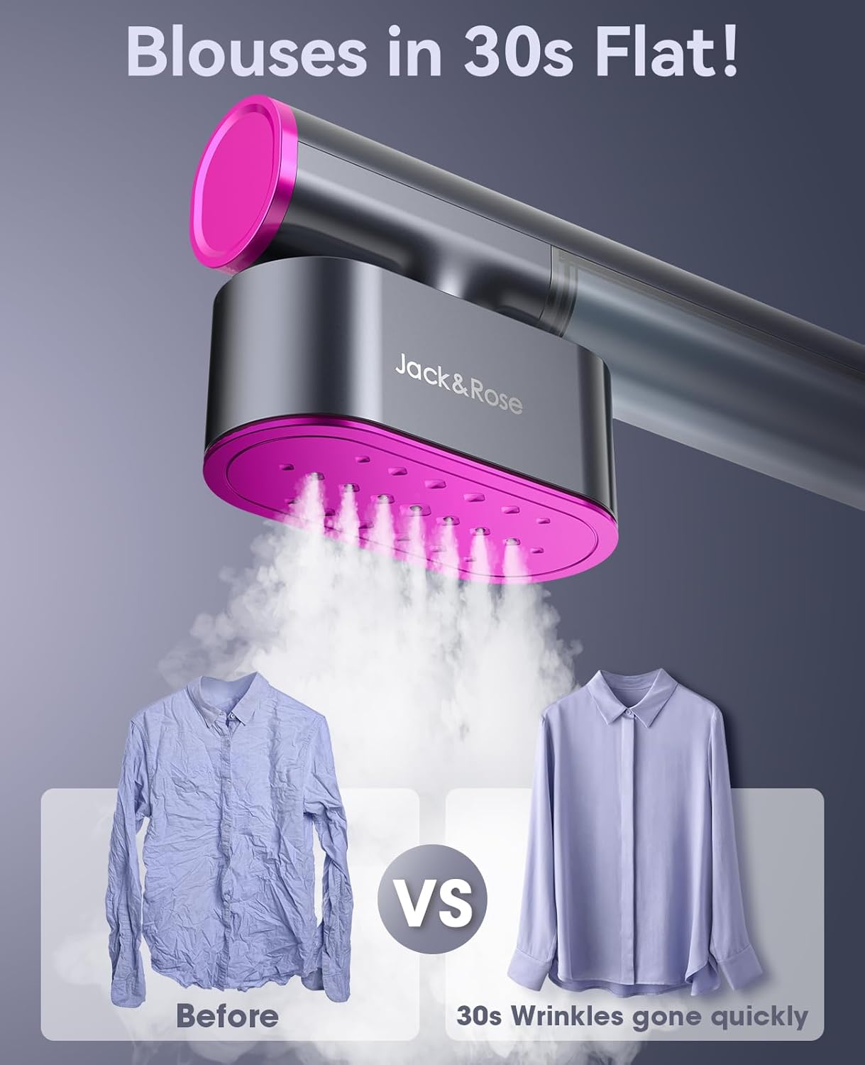 Jack & Rose Travel Steamer for Clothes,100-220V Portable Iron,15s Heat Up,Steamer & Iron 2 In 1, Travel Size,Large Ceramic Heat Panel,for Global and Europe - Image 4