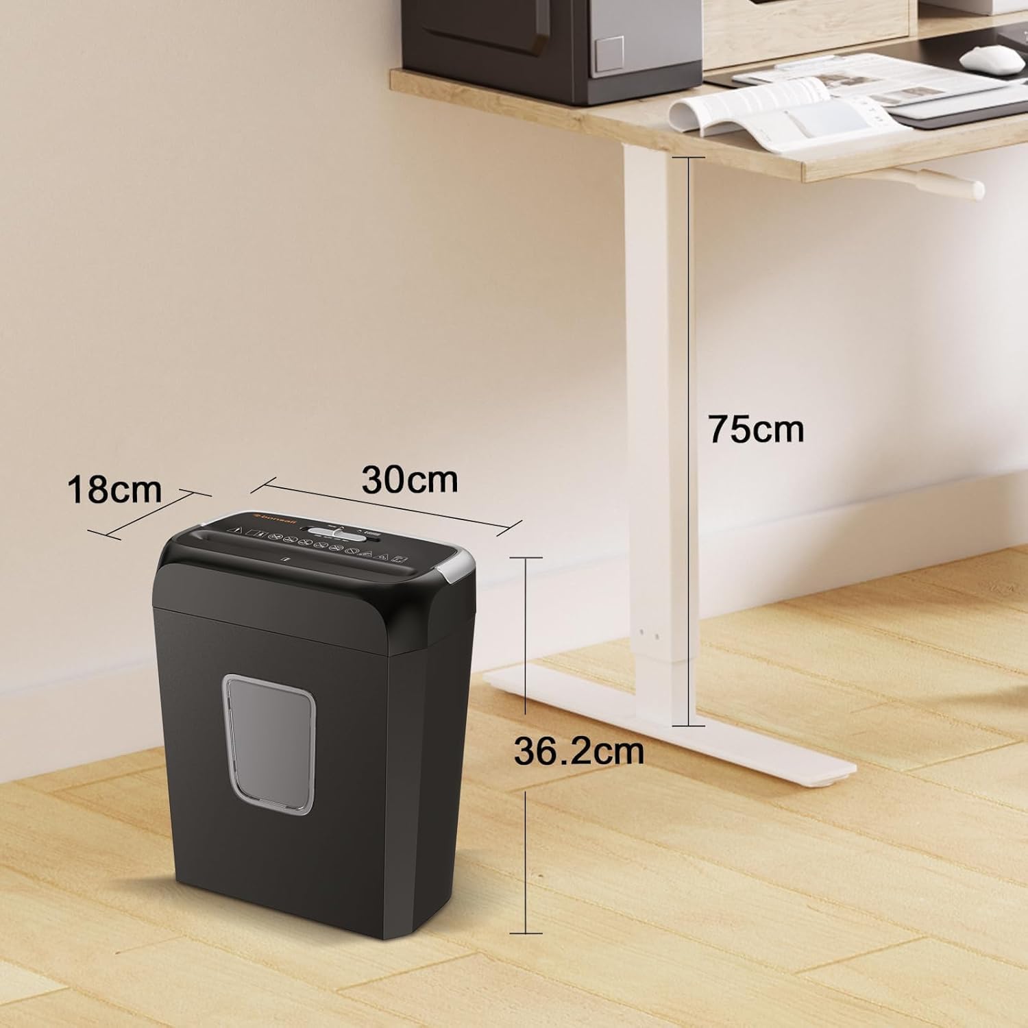 Bonsaii Paper Shredder for Home Use, 3.4 Gal Wastebasket, 6 Sheet Crosscut Paper Credit Cards, Staples, and Clips Shredder for Home Office Use, Portable Handle Design (C237-B New Version) - Image 4