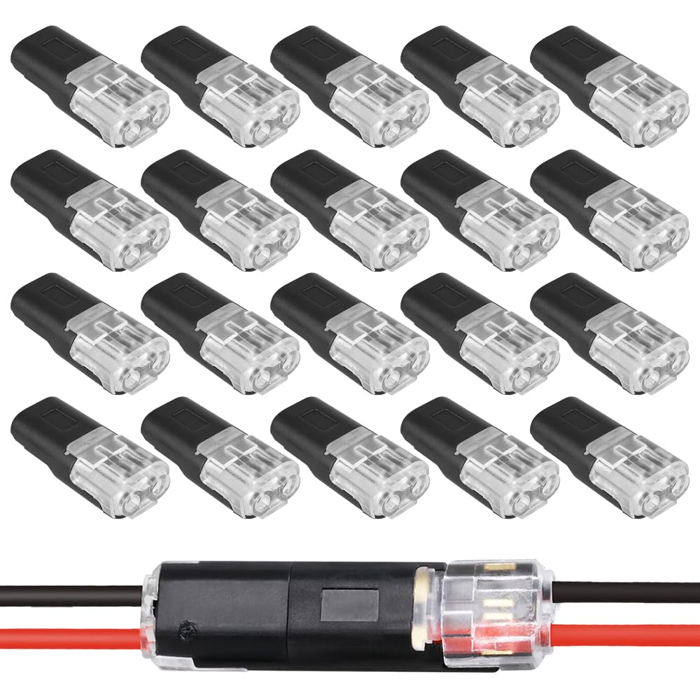 Double Wire Plug in Connector with Locking Buckle, Flame Retardant Locking Wire Quick Connectors, Suitable for Emergency Repairs, Home and Automotive Wiring, Easy to Use (20PCS)