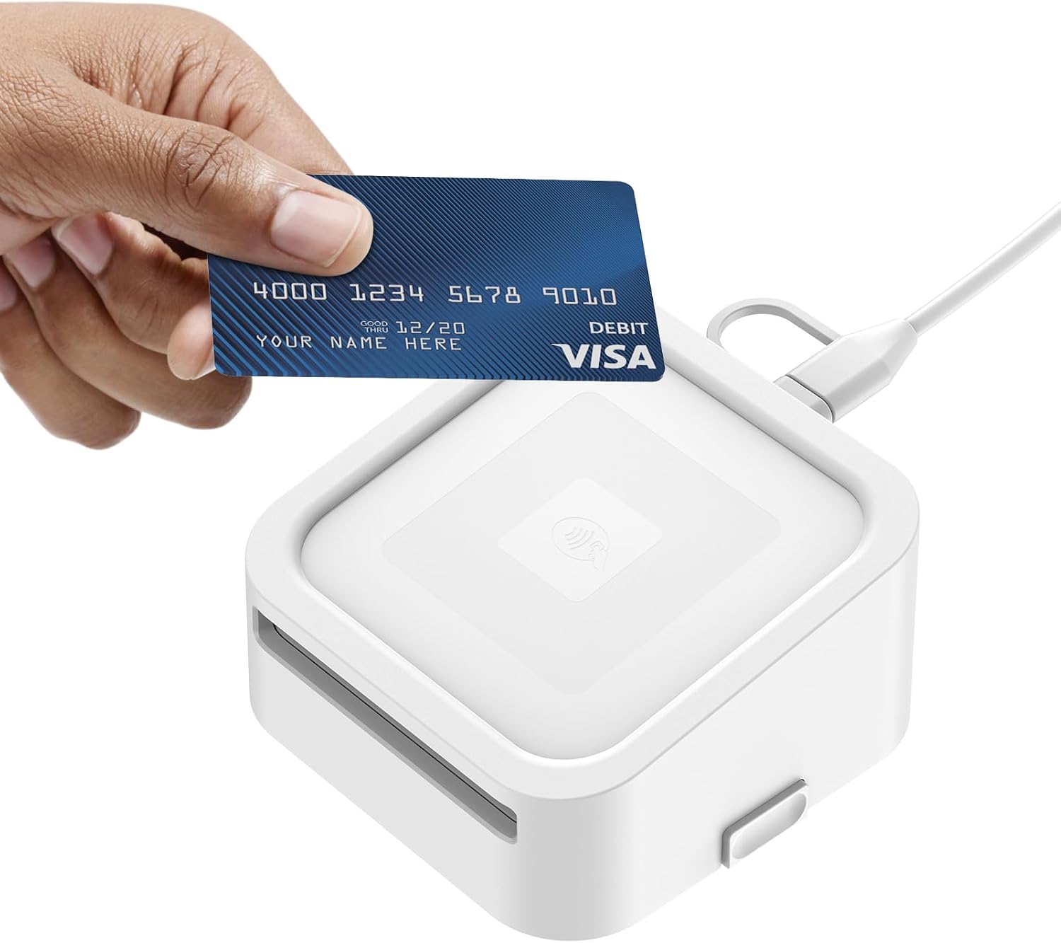 Credit Card Dock for Square Reader 1st and 2nd,Beautiful and Compact Case for Square Reader, Support Anti-Sleep Button, One Click to Turn On(Cable and Wall Charger Included, No Reader) White - Image 7