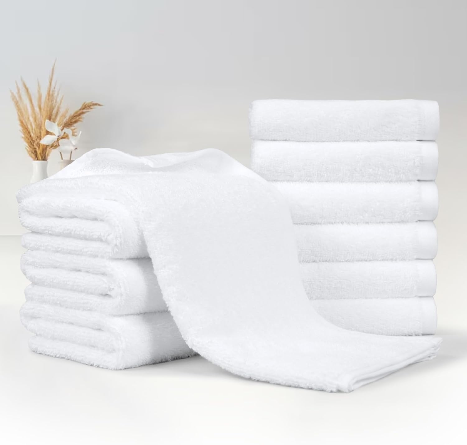 Amazon Basics Soft and Thick Cotton Hand Towels, 16 x 26 in, White, 12-Pack - Image 5