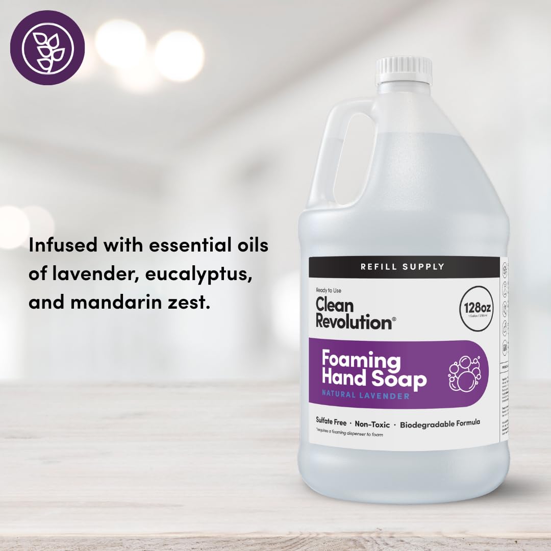 Clean Revolution Foaming Hand Soap Refill Supply Container. Ready to Use Formula. Natural Lavender Fragrance, 128 Fl. Oz - Image 2