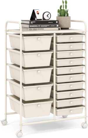 LDAILY 15 Drawer Rolling Storage Ca...