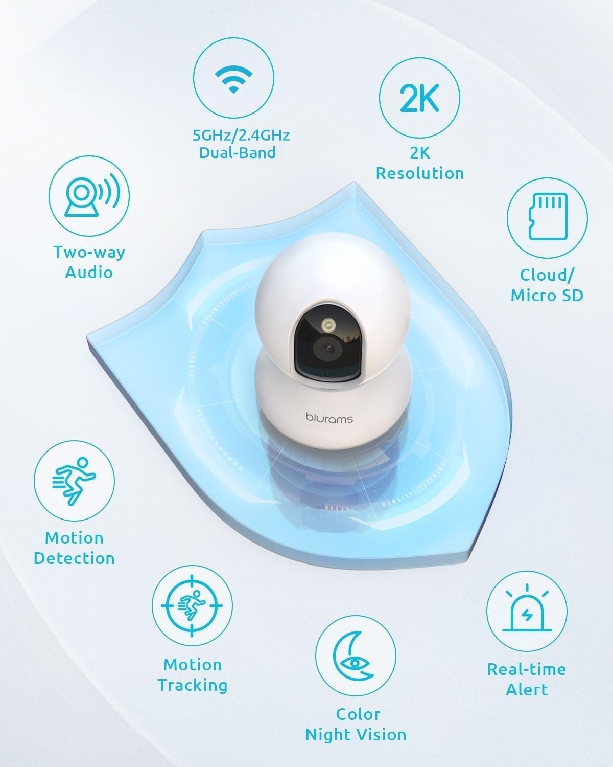 blurams 5G Cameras for Home Security, 2K Pet Camera with Phone App, 360° PTZ Indoor Camera w/Dual-Band WiFi6, Free Human/Motion/Sound Detection, 2-Way Talk, Night Vision, Compatible with Alexa, 2Pack - Image 8