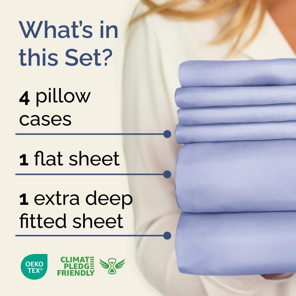 Extra Deep King Sheet Set - 6 Piece Breathable and Cooling Sheets - Hotel Luxury Bedding for Women, Men, Kids & Teens - Easy & Secure Fit - Soft, Wrinkle Free and Comfy - Extra Deep Pockets - Lavender - Image 2